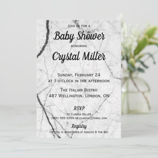 Marble Baby shower Invitation Kaart (Staand voorkant)