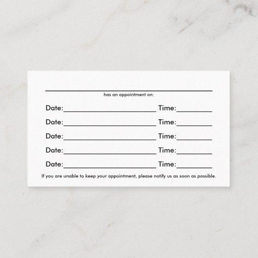 Marble Background Chiropractic Appointards Afsprakenkaartje (Achterkant)