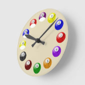 Marble Ball Tan Felt Pool Clock Ronde Klok (Hoek)