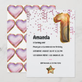 Marble Balloon 1st Birthday Uitnodiging (Voorkant / Achterkant)