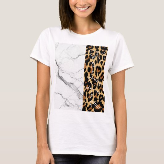 Marble Beauful Leopard Print T-Shirt (Voorkant)