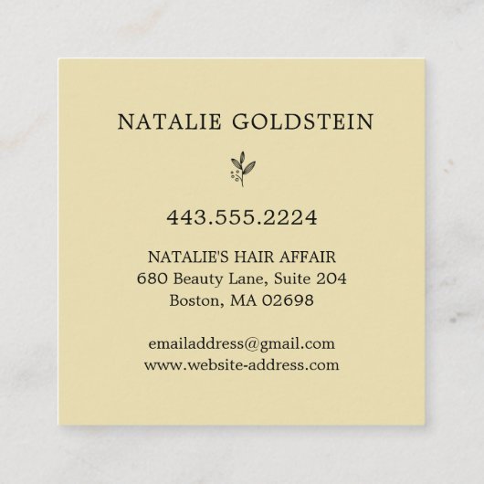 Marble Black en Gold Scissors Haarstylist Vierkante Visitekaartje (Achterkant)