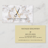 Marble Black en Gold Scissors Haarstylist Visitekaartje (Voorkant / Achterkant)