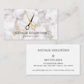 Marble Black en Gold Scissors Haarstylist Visitekaartje (Voorkant / Achterkant)