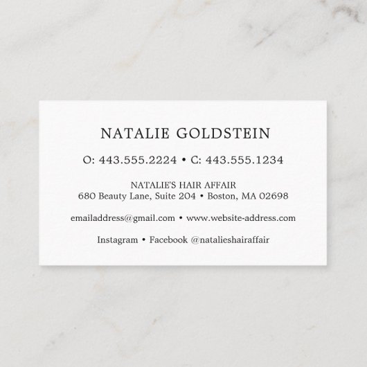 Marble Black en Gold Scissors Salon Loyalty Kaart Visitekaartje (Achterkant)