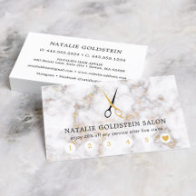 Marble Black en Gold Scissors Salon Loyalty Kaart