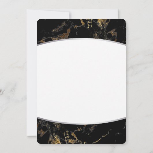 Marble Black Gold Birthday Party Silver Kaart