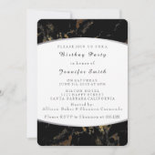 Marble Black Gold Birthday Party Silver Kaart