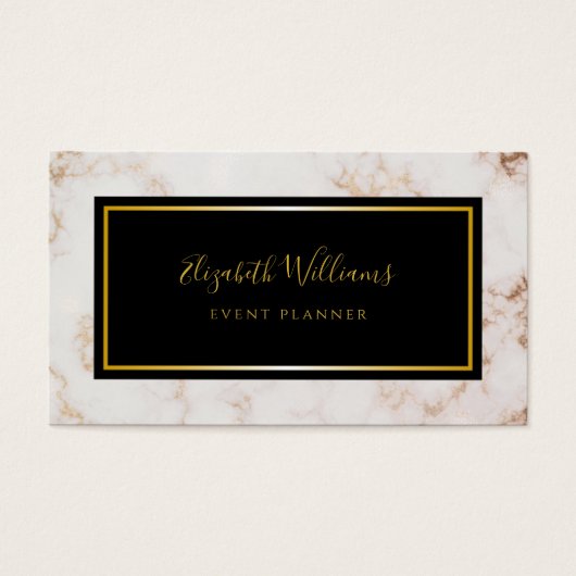 Marble Black Gold Event Planner Visitekaartje (Voorkant)