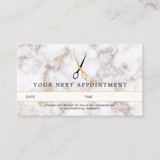 Marble Black Gold Hair Scissors Appointkaart Visitekaartje (Voorkant)