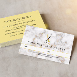 Marble Black Gold Hair Scissors Appointkaart Visitekaartje