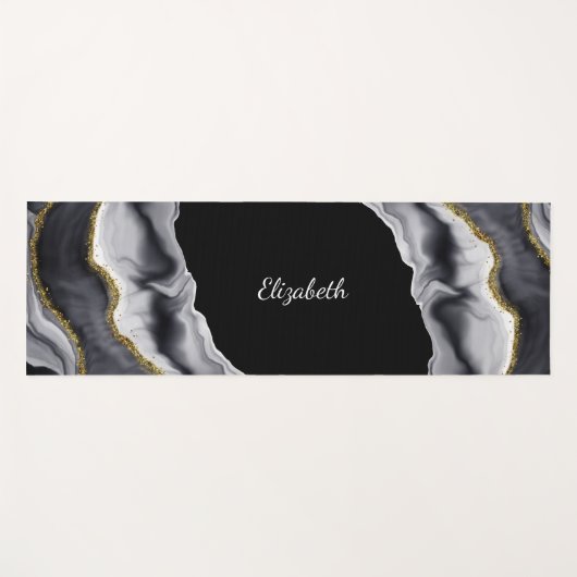 Marble Black Gold Personalize Yogamat (Voorkant (horizontaal))