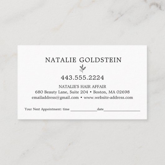 Marble Black Gold Scissors Haarstylist Appointment Visitekaartje (Achterkant)