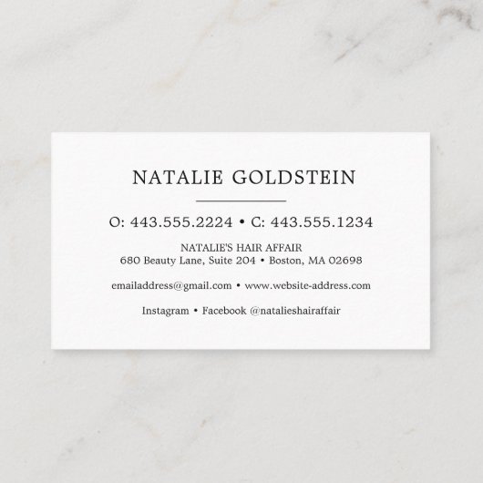 Marble Black Gold Scissors Hair Appointcard Visitekaartje (Achterkant)