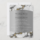 Marble Black Gold Silver Grey Event Birthday Party Kaart (Voorkant)