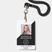 Marble Black Logo Foto Mobiele Notaris Badge (Voorzijde met lanyard)