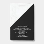 Marble Black Logo Foto Mobiele Notaris Badge (Achterkant)