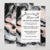Marble Black White Blush Weddenschap Kaart (Voorkant / Achterkant)