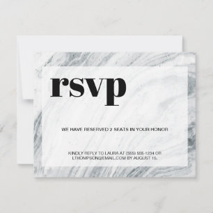 Marble Black White Digital Message RSVP Aankondiging