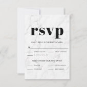 Marble Black & White Elegant Wedding RSVP Response (Voorkant)