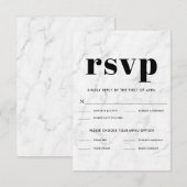 Marble Black & White Elegant Wedding RSVP Response Kaartje (Voorkant / Achterkant)