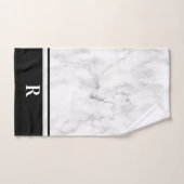 Marble Black White Striped Monogram Initiaal Bad Handdoek (Handdoek)