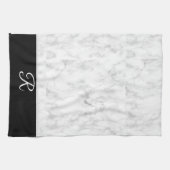 Marble Black White Style Monogram op maat Theedoek (Horizontaal)
