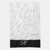 Marble Black White Style Monogram op maat Theedoek (Verticaal)
