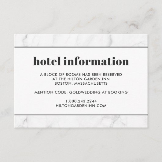 Marble Black & White Wedding Hotel Travel Kaart (Voorkant)