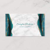 Marble Blauwgroen Gold Agate Visitekaartje (Voorkant)