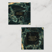 Marble Blauwgroen Green+Faux Gold Gemstone Facet Vierkante Visitekaartje (Voorkant / Achterkant)