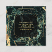 Marble Blauwgroen Green+Faux Gold Gemstone Facet Vierkante Visitekaartje (Achterkant)