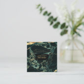 Marble Blauwgroen Green+Faux Gold Gemstone Facet Vierkante Visitekaartje (Staand voorkant)