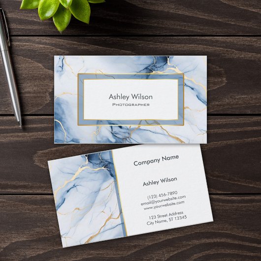 Marble Blue and Gold Custom Business Card Visitekaartje