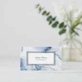 Marble Blue and Gold Custom Business Card Visitekaartje (Staand voorkant)