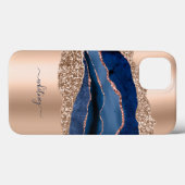 Marble Blue Geode Gold Glitter Case-Mate iPhone Case (Achterkant (horizontaal))