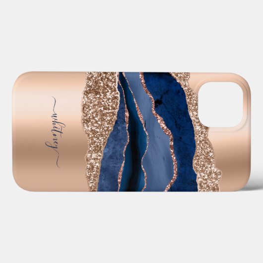 Marble Blue Geode Gold Glitter Case-Mate iPhone Case (Achterkant (horizontaal))