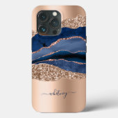 Marble Blue Geode Gold Glitter Case-Mate iPhone Case (Achterkant)