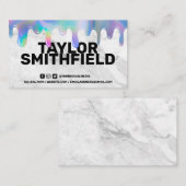 Marble Blue Holographic Drip Trendy Visitekaartje (Voorkant / Achterkant)