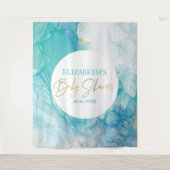Marble blue mint baby shower modern backdrop wandkleed (Voorkant)
