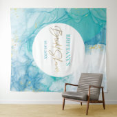 Marble blue mint bridal shower modern backdrop wandkleed (In Situ (horizontaal))