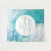 Marble blue mint bridal shower modern backdrop wandkleed (Voorkant (horizontaal))