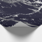 Marble Blue Navy Silver Gray Strokes Stone VIP Cadeaupapier (Hoek)