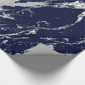 Marble Blue Navy Silver Grey Strokes Abstract VIP Cadeaupapier (Hoek)