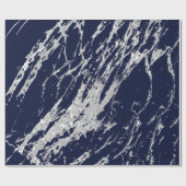 Marble Blue Navy Silver Grey Strokes Abstract VIP Cadeaupapier (Vlak)