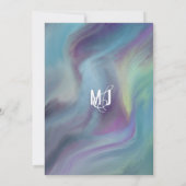 Marble Blue Paars Wash Typography Wedding Kaart (Achterkant)