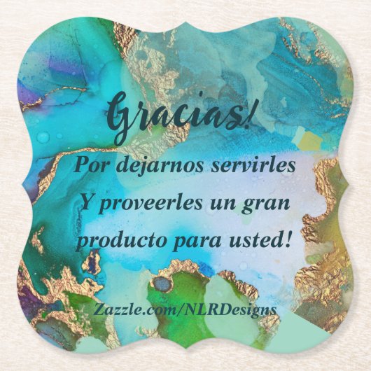 Marble Blue Paarse Bewerk je eigen bedankje Kartonnen Onderzetters (Voorkant)