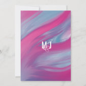 Marble Blue Pink Wash Typography Weddenschap Kaart (Achterkant)