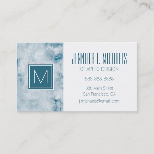 Marble Blue Texture Background Visitekaartje (Voorkant)