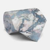 MARBLE BLUE WHITE ABSTRACT STROPDAS (Opgerold)
